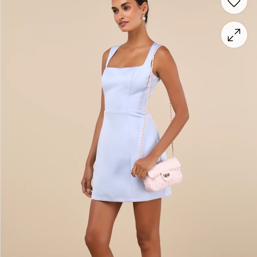 Illustrious Perfection Light Blue Satin Backless Mini Dress